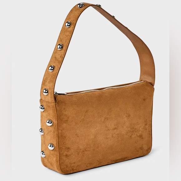 NWT Suede Studded Shoulder Bag - Picture 1 of 11